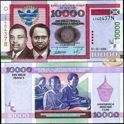 Бурунди. 10000 франков (Unc) 2006