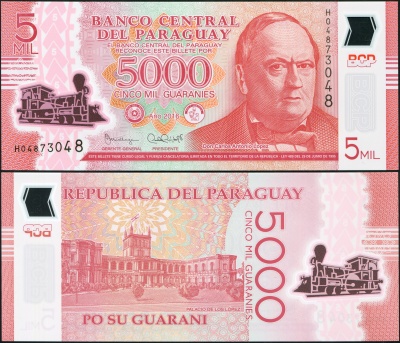 Парагвай. 5000 гуарани (Unc. Пластик) 2016