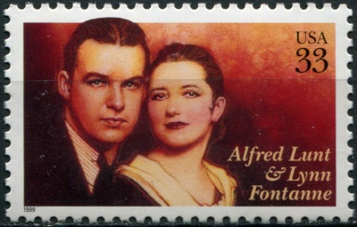 США. 1999. Альфред Лант и Линн Фонтэнн (Почтовая марка. MNH OG)