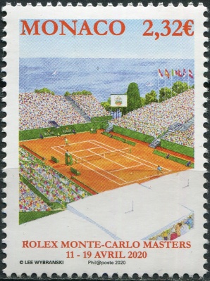 Монако. 2020. Международный теннисный турнир „Monte-Carlo Rolex Masters“ (Почтовая марка. MNH OG)