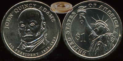 США. 1 доллар. 2008.P (Unc) Джон Куинси Адамс