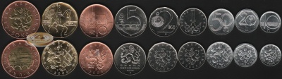 Чехия. Набор №1 (9 монет, 1 биметалл) 1993-2004