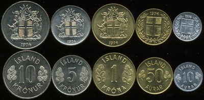 Исландия. Набор №3 (5 монет) 1971-74
