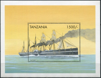 Танзания. 1999. Пароход „Great Eastern“ (1858) (Блок. MNH OG)