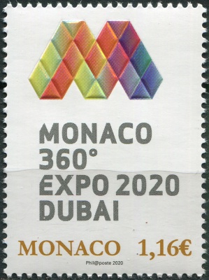 Монако. 2020. Всемирная выставка ЭКСПО 2020, Дубай (Почтовая марка. MNH OG)