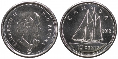 Канада. Монета 10 центов. 2012 (KM#492. Unc)