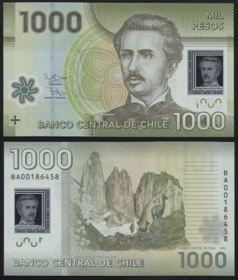 Чили. Банкнота 1000 песо. 2012. Unc. Пластик. Кат# P.161c