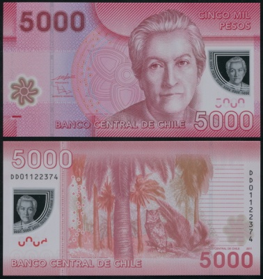 Чили. 5000 песо (Unc. Пластик) 2011