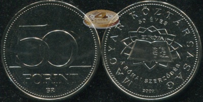 Венгрия. Монета 50 форинтов. 2007 (KM#805. Unc) 50 лет Римскому договору