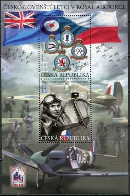 Чехия. 2019. Чехословацкие летчики в Королевских ВВС (Почтовый блок. MNH OG)