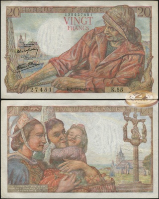 Франция. 20 франков (aUnc) 1942