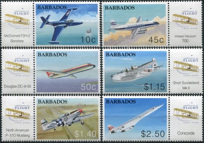 Барбадос. 2003. 100-летие первого полета братьев Райт (Серия. MNH OG)