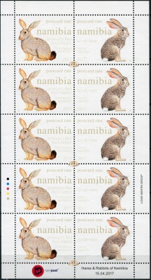 Намибия. 2017. Зайцы и Кролики Намибии (Малый лист. MNH OG)