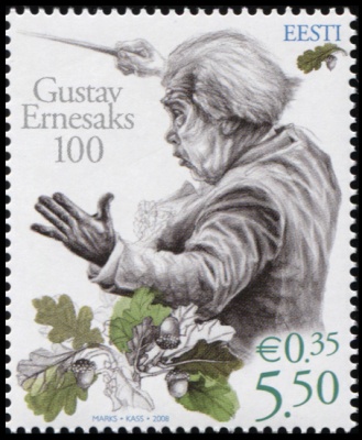 Эстония. 2008. Густав Эрнесакс. 100 лет со дня рождения (Почтовая марка. MNH OG)