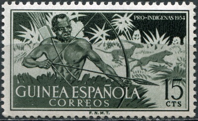 Испанская Гвинея. 1954. Охотник (Почтовая марка. MNH OG)