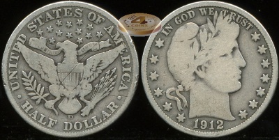 США. 1/2 доллара. 1912.D (VG+. Серебро)