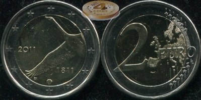 Финляндия. 2 евро. 2011 (Unc. Биметалл) 200 лет банку Финляндии