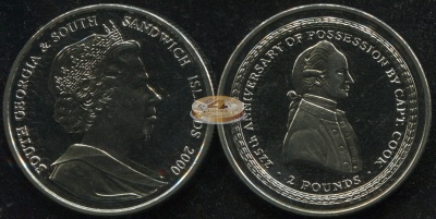 Южная Георгия и Южные Сандвичевы о-ва. 2 фунта. 2000 (Unc)