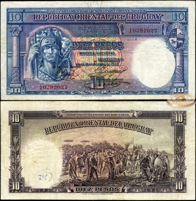 Уругвай. 10 песо (VF) 1935