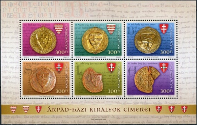 Венгрия. 2022. Гербы короля из дома Арпадов (Почтовый блок. MNH OG)