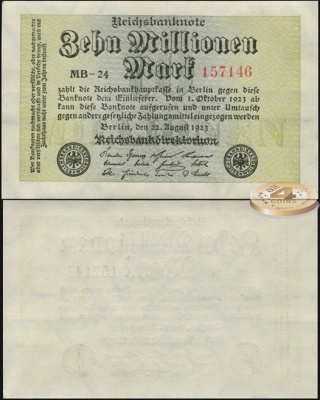 Германия [Веймарская респ.]. 10000000 марок (Unc) 1923
