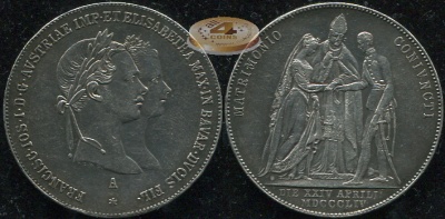 Австрия (Австрийская имп.). 1 гульден. 1854 A (XF+. Серебро)