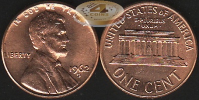США. 1 цент. 1962.D (Unc)