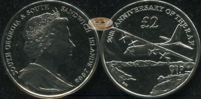 Южная Георгия и Южные Сандвичевы о-ва. 2 фунта стерлингов. 2008 (Unc)