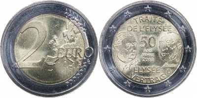 Германия Монета 2 евро. 2013.G (Unc. Биметалл) 50 лет франко-германского договору