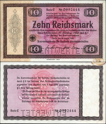 Германия (3й рейх). 10 рейхсмарок (Unc-) 1933