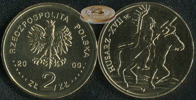 Польша. 2 злотых. 2009 (Unc) Гусар XVII века
