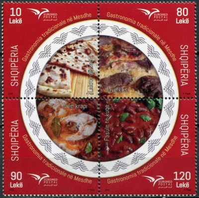 Албания. 2020. Гастрономия Средиземноморья (Квартблок. MNH OG)