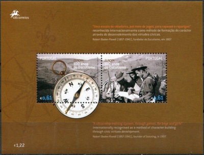 Португалия. 2007. 100-летие скаутинга (Почтовый блок. MNH OG)