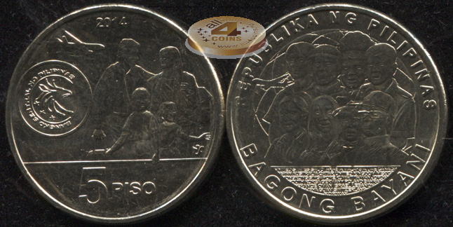 Филиппины. 5 писо. 2014 (Unc) Филиппинцы, работающие за рубежом
