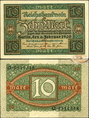 Германия (Веймарская респ.). 10 марок (Unc-) 1920