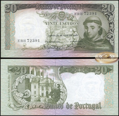Португалия. 20 эскудо (Unc) 1964