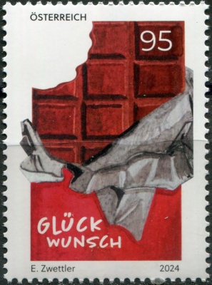 Австрия. 2024. Поздравляю и желаю удачи (Почтовая марка. MNH OG)