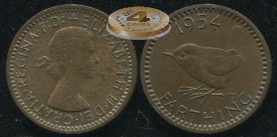 Великобритания. 1 фартинг. 1954 (Unc)