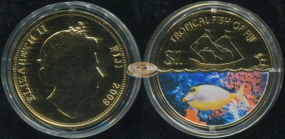 Фиджи. 1 доллар. 2009 (Unc. Эмаль)