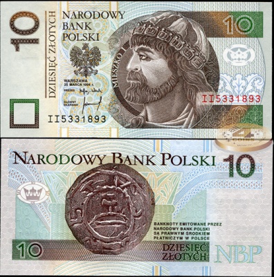 Польша. 10 злотых (Unc) 1994
