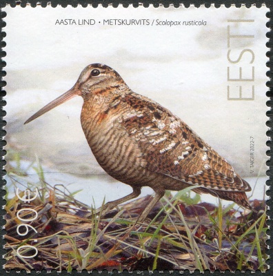 Эстония. 2022. Вальдшнеп (Scolopax rusticola) (Почтовая марка. MNH OG)