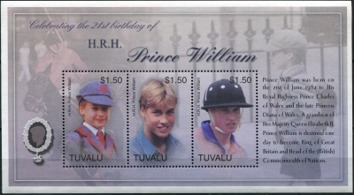 Тувалу. 2003. 21-я годовщина со дня рождения принца Уильяма (Малый лист. MNH OG)