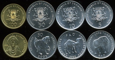 Сомали. Набор №2 (4 монеты) 1999-2002