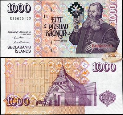 Исландия. 1000 крон (Unc) 2008