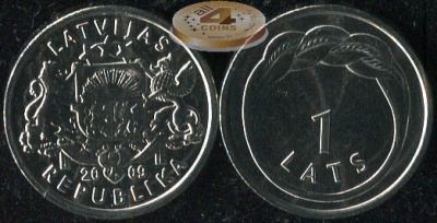 Латвия. Монета 1 лат. 2009 (KM#101. Unc) Кольцо Намея