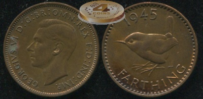 Великобритания. 1 фартинг. 1945 (aUnc)