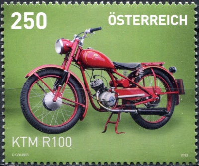 Австрия. 2023. Мотоциклы. Ktm R100 (Почтовая марка. MNH OG)