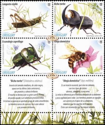 Уругвай. 2013. Насекомые (Квартблок. MNH OG)