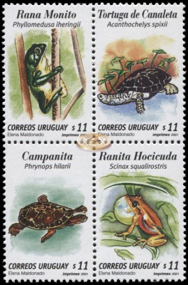 Уругвай. 2001. Амфибии и Рептилии Уругвая (Серия. MNH OG)