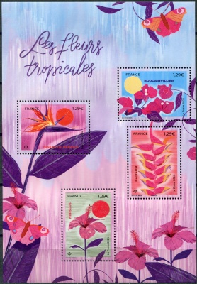 Франция. 2024. Тропические цветы (Почтовый блок. MNH OG)